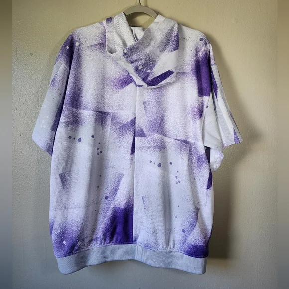 Adidas Donovan Mitchell Shooter Hooded Short Sleeve Sweatshirt Purple Men's Lrg - Picture 2 of 6